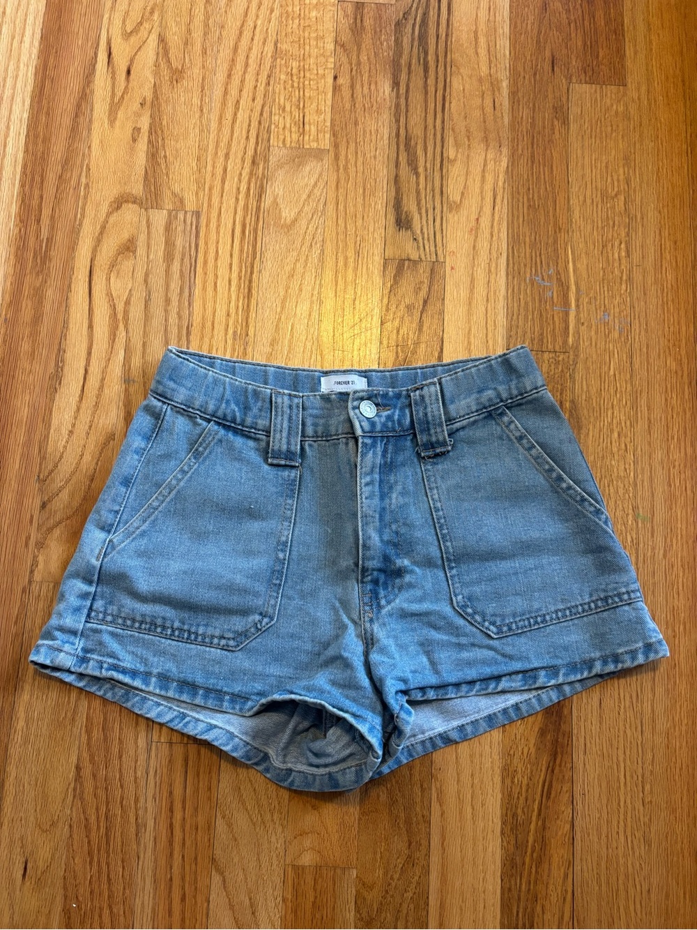Forever 21 Light Blue High-Rise Denim Shorts